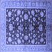 Square Machine Washable Oriental Blue Industrial Rug, wshurb834blu