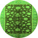 Round Machine Washable Oriental Green Industrial Area Rugs, wshurb834grn