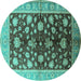 Round Oriental Turquoise Industrial Rug, urb834turq