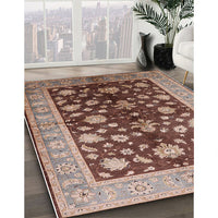 Mid-Century Modern Dark Salmon Pink Oriental Rug, urb834