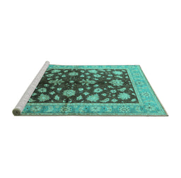 Sideview of Machine Washable Oriental Turquoise Industrial Area Rugs, wshurb834turq