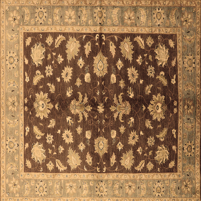 Square Machine Washable Oriental Brown Industrial Rug, wshurb834brn