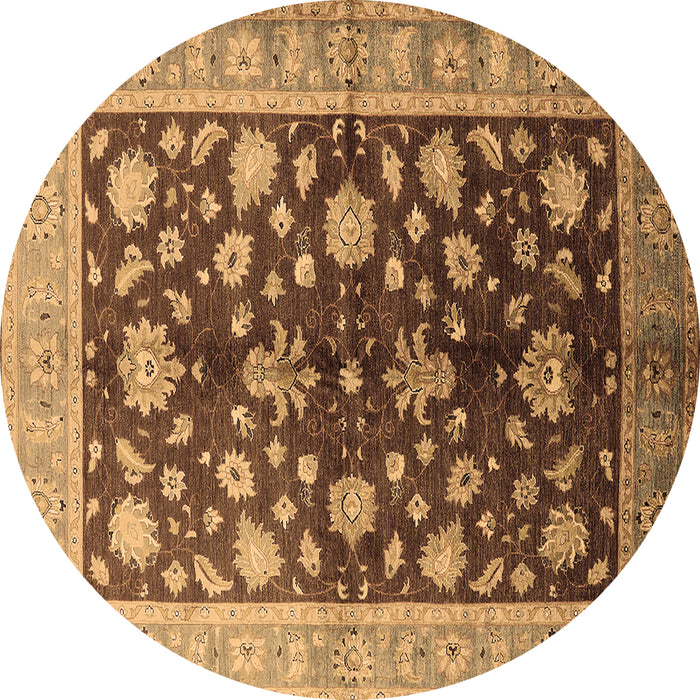 Round Oriental Brown Industrial Rug, urb834brn