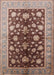 Mid-Century Modern Dark Salmon Pink Oriental Rug, urb834