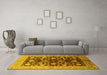 Machine Washable Oriental Yellow Industrial Rug in a Living Room, wshurb834yw