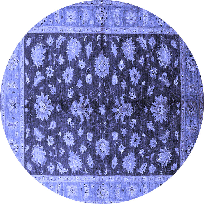 Round Oriental Blue Industrial Rug, urb834blu