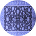 Round Oriental Blue Industrial Rug, urb834blu