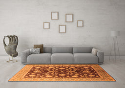 Machine Washable Oriental Orange Industrial Area Rugs in a Living Room, wshurb834org