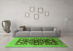 Machine Washable Oriental Green Industrial Area Rugs in a Living Room,, wshurb834grn