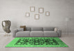 Machine Washable Oriental Emerald Green Industrial Area Rugs in a Living Room,, wshurb834emgrn