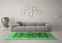 Machine Washable Oriental Emerald Green Industrial Rug, wshurb834emgrn