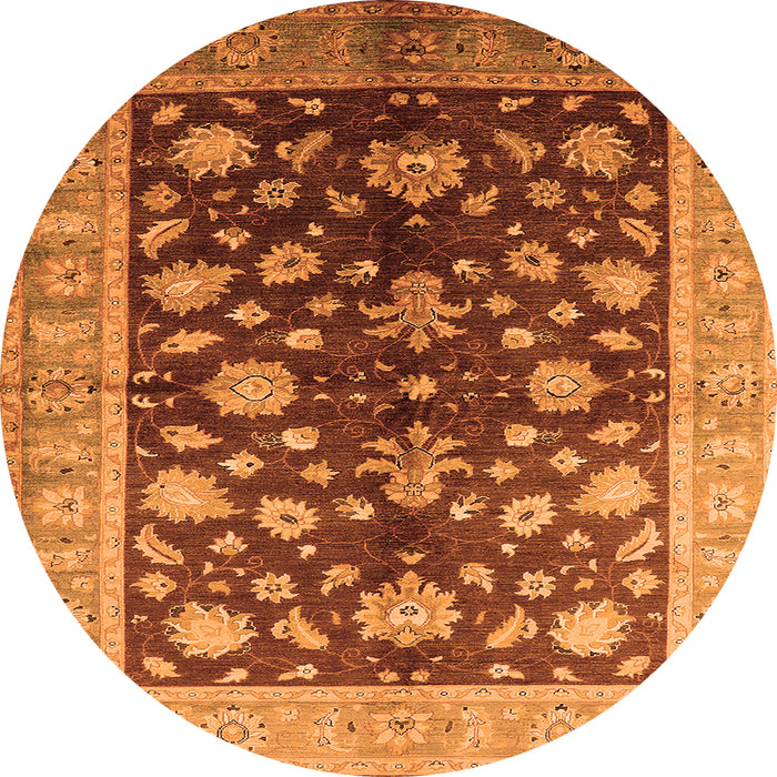Round Oriental Orange Industrial Rug, urb834org