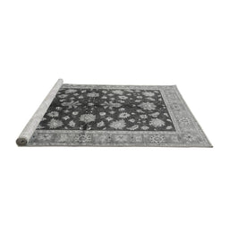 Sideview of Machine Washable Oriental Gray Industrial Rug, wshurb834gry