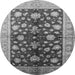 Round Machine Washable Oriental Gray Industrial Rug, wshurb834gry