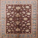 Square Mid-Century Modern Dark Salmon Pink Oriental Rug, urb834