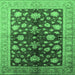 Square Machine Washable Oriental Emerald Green Industrial Area Rugs, wshurb834emgrn