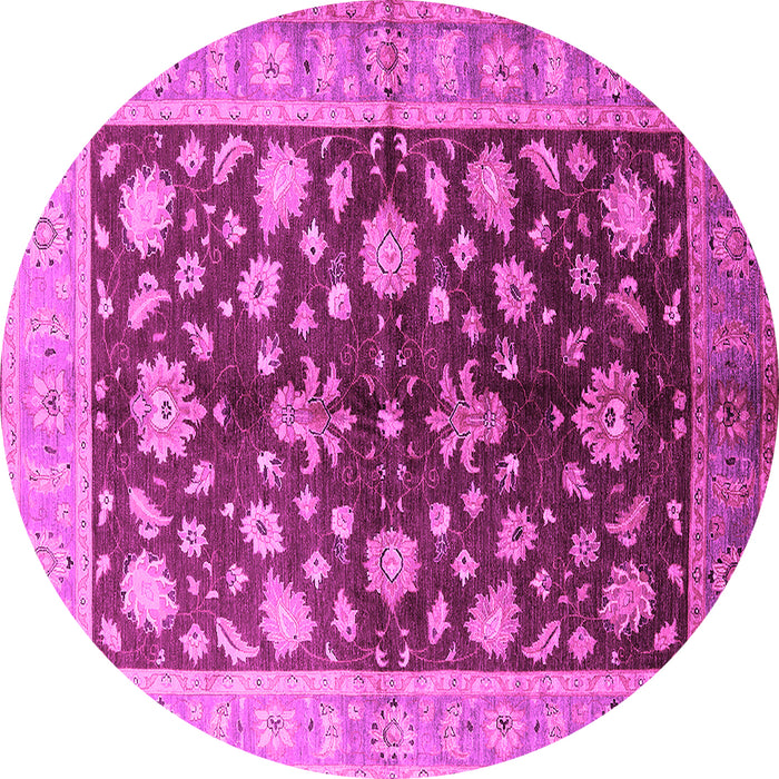 Round Machine Washable Oriental Pink Industrial Rug, wshurb834pnk