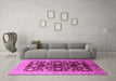 Machine Washable Oriental Pink Industrial Rug in a Living Room, wshurb834pnk