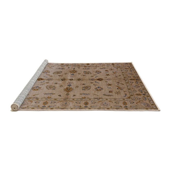 Sideview of Machine Washable Industrial Modern Sienna Brown Rug, wshurb835