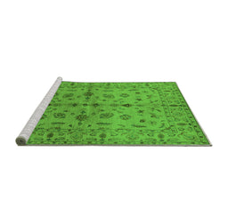Sideview of Machine Washable Oriental Green Industrial Area Rugs, wshurb835grn
