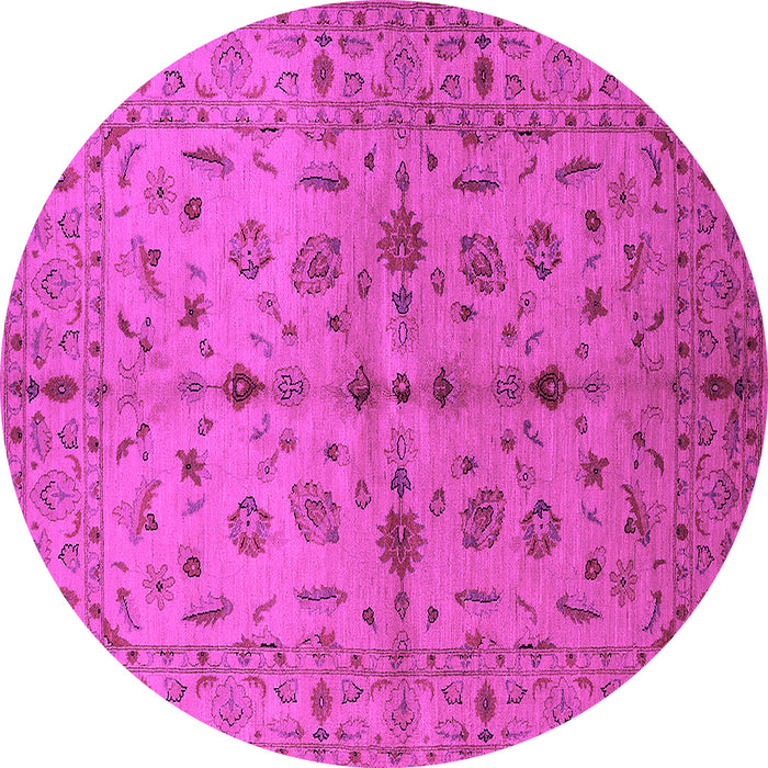 Round Machine Washable Oriental Pink Industrial Rug, wshurb835pnk