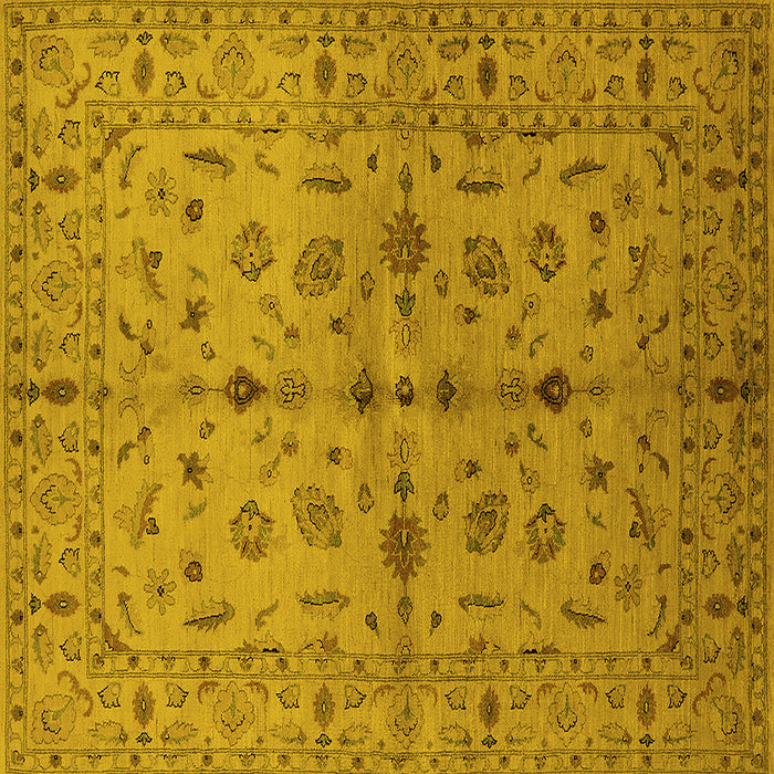 Square Machine Washable Oriental Yellow Industrial Rug, wshurb835yw