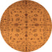 Round Machine Washable Oriental Orange Industrial Area Rugs, wshurb835org