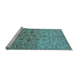 Sideview of Machine Washable Oriental Light Blue Industrial Rug, wshurb835lblu
