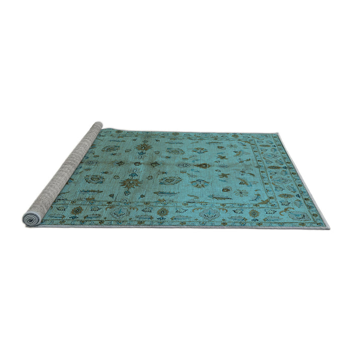 Sideview of Machine Washable Oriental Light Blue Industrial Rug, wshurb835lblu
