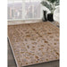 Mid-Century Modern Sienna Brown Oriental Rug in Family Room, urb835