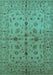 Machine Washable Oriental Turquoise Industrial Area Rugs, wshurb835turq