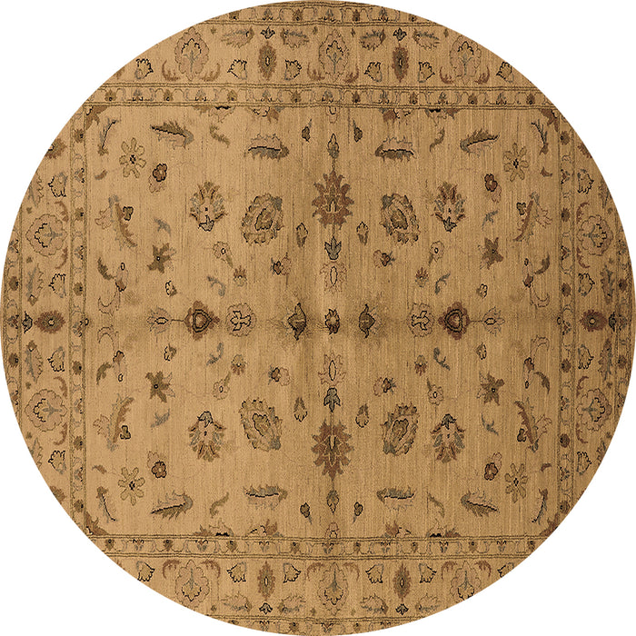 Round Oriental Brown Industrial Rug, urb835brn