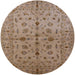 Round Mid-Century Modern Sienna Brown Oriental Rug, urb835