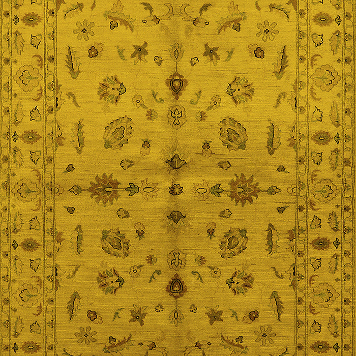 Machine Washable Oriental Yellow Industrial Rug, wshurb835yw