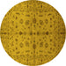 Round Oriental Yellow Industrial Rug, urb835yw