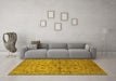 Machine Washable Oriental Yellow Industrial Rug in a Living Room, wshurb835yw