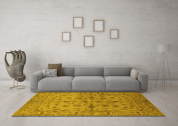 Machine Washable Oriental Yellow Industrial Rug in a Living Room, wshurb835yw