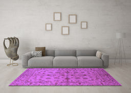 Machine Washable Oriental Purple Industrial Area Rugs in a Living Room, wshurb835pur