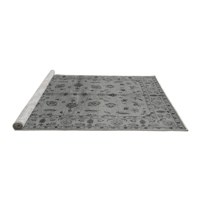 Sideview of Machine Washable Oriental Gray Industrial Rug, wshurb835gry