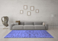 Machine Washable Oriental Blue Industrial Rug, wshurb835blu