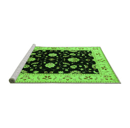 Sideview of Machine Washable Oriental Green Industrial Area Rugs, wshurb836grn