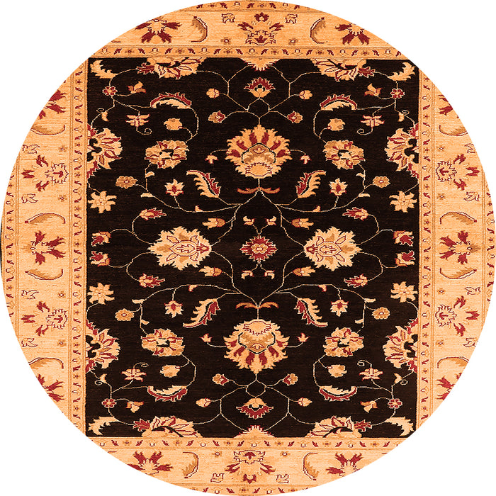 Round Oriental Orange Industrial Rug, urb836org