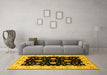 Machine Washable Oriental Yellow Industrial Rug in a Living Room, wshurb836yw