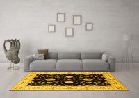 Machine Washable Oriental Yellow Industrial Rug, wshurb836yw