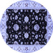 Round Machine Washable Oriental Blue Industrial Rug, wshurb836blu