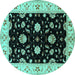 Round Oriental Turquoise Industrial Rug, urb836turq