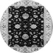 Round Machine Washable Oriental Gray Industrial Rug, wshurb836gry