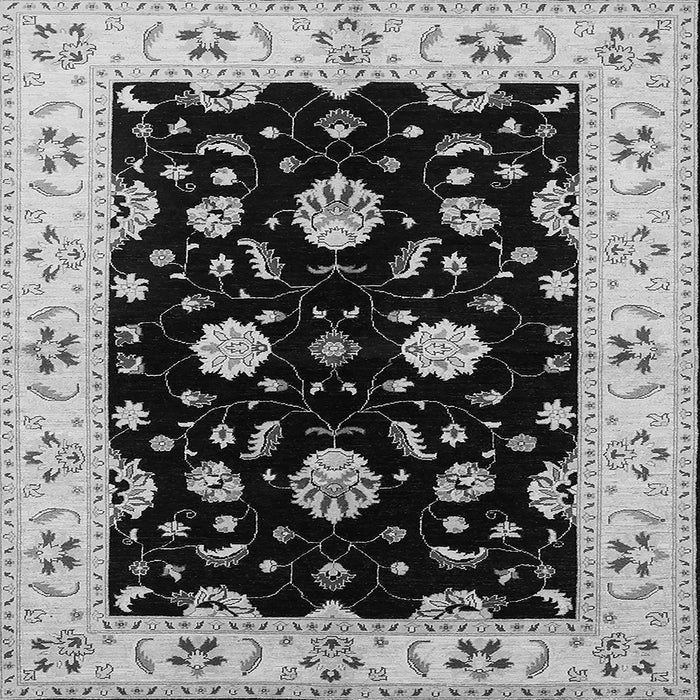 Square Machine Washable Oriental Gray Industrial Rug, wshurb836gry