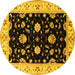 Round Machine Washable Oriental Yellow Industrial Rug, wshurb836yw