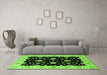Machine Washable Oriental Green Industrial Area Rugs in a Living Room,, wshurb836grn
